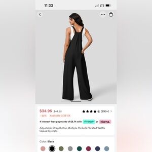 XS Black Halara Overalls